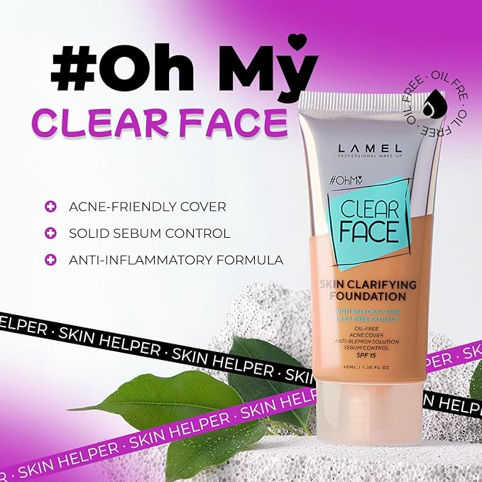 Lamel- Oh my Clear Face Foundation- SPF15-407 Meiduim 40ml