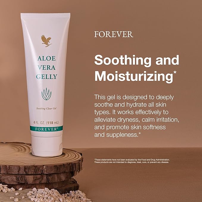 Forever Living Aloe Vera Gelly - Pure Aloe Gel - Soothing and Moisturizing Skin - Non-Staining & Fast-Absorbing - Vegan & Gluten-Free - 4 fl oz