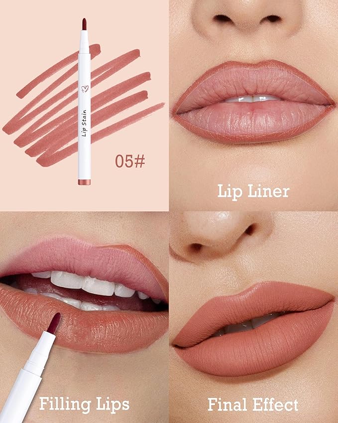 Lip Stain Marker Pen, Nude Brown Lip Liner Longlasting