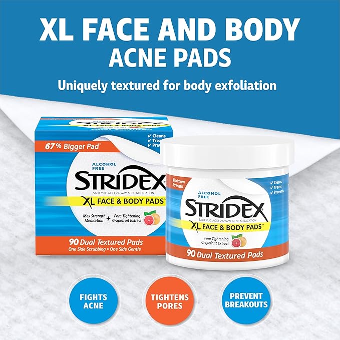 Stridex xl face body pads,