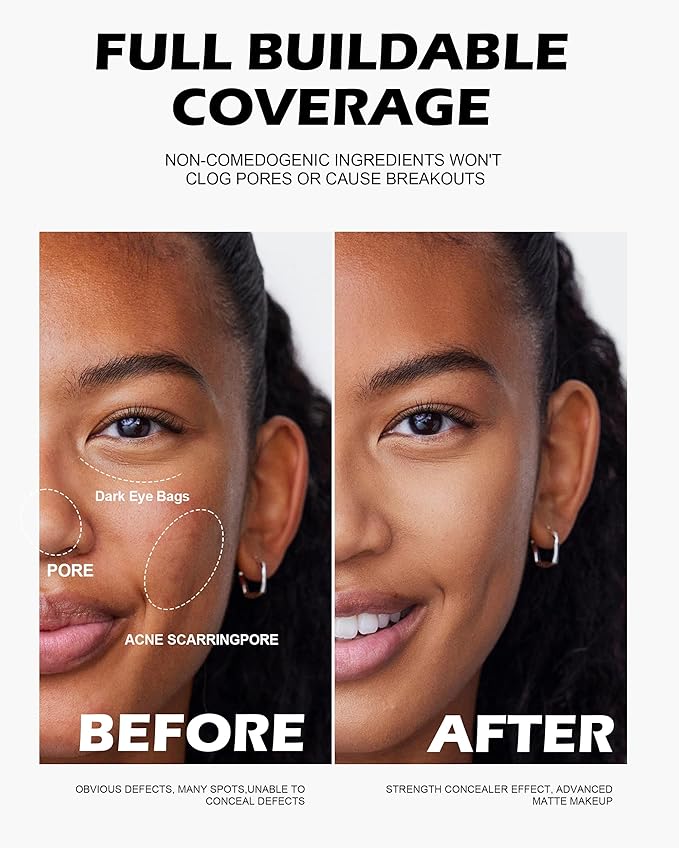 Full Cover Soft Focus Liquid Concealer, 24H Longwearing Face