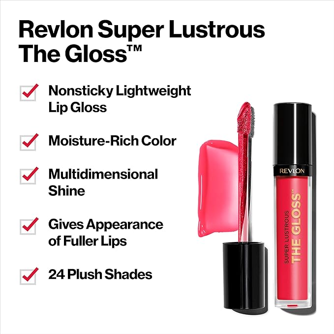 Revlon Super Lustrous Lip Gloss, Non-Sticky, Hydrating, High Shine Finish, 300 All That Glitters, 0.13 oz