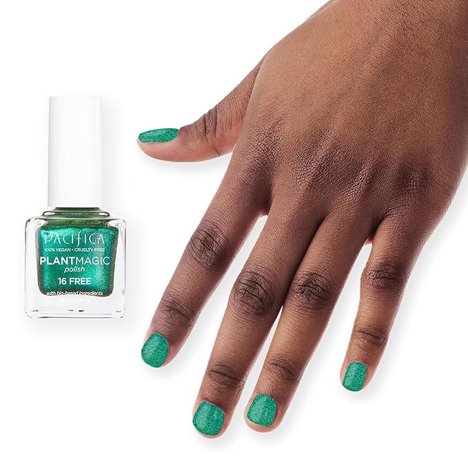 Pacifica Natural Nail Polish – Plant Magic Sparkling Green Nail Polish - Plant Based, Non-Toxic & Clinically Tested - Lasting Colors, Glossy, Clean Beauty, Dermatologist Approved Mermaid Tail
