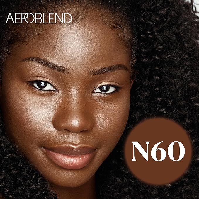 AEROBLEND Airbrush Foundation Makeup (N60) Professional, Water-Based, Buildable, skin types, 1 oz
