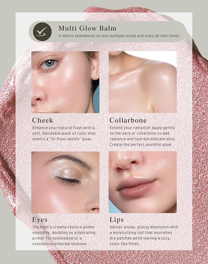 Multi Glow Balm, Cream Blush for Cheeks, Blush Balm Face Makeup, Radiant Finish, Hydrating, Creamy, Lightweight & Blendable Color, Face Makeup.63 Oz