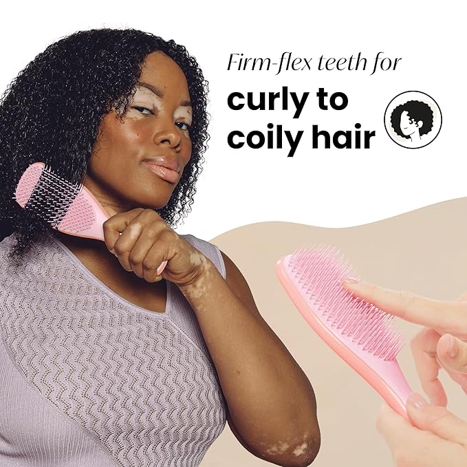Tangle Teezer Ultimate Detangler Curly Hair Brush, Dry & Wet Hairbrush, Reduces Frizz & Breakage, for 3C to 4C Curly Hair Types, Pink Mango