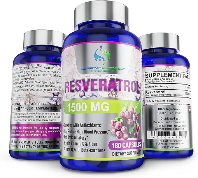 100% Pure Resveratrol Extract for Anti-Aging & Heart