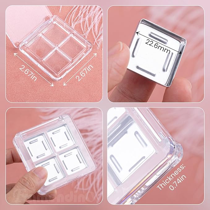 Framendino, 4 Sets Acrylic Empty Eye Shadow Pallet
