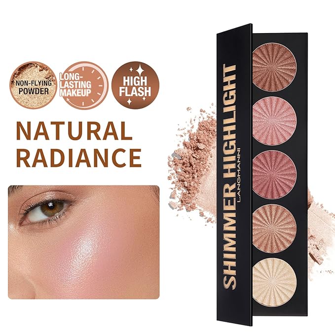Highlighter Powder Palette, 5 Colors Makeup Palette Contour