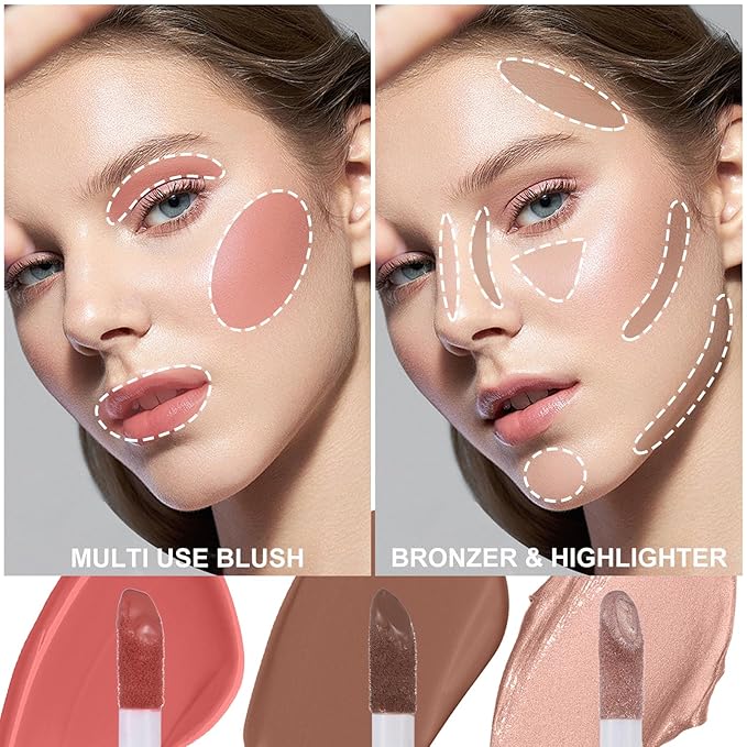 3Pcs Liquid Contour Makeup Trio with Bronzer Shade,