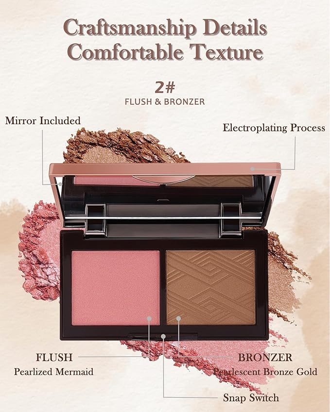 Face Bronzer Contour Blush Powder Palette-2 in 1 for Women-02