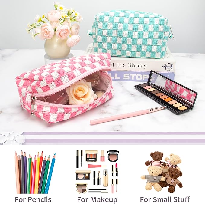 Pazimiik checkered makeup bag for