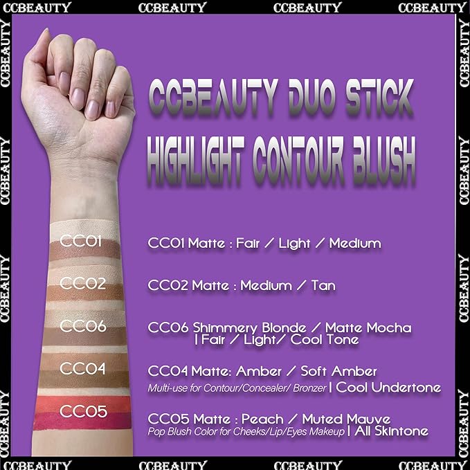 CCbeauty 2-IN-1 Contour Stick Cool Tone, Cream Dual