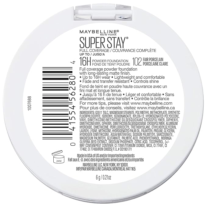 Maybelline Super Stay Full Coverage Powder Foundation Makeup, 1 Count
