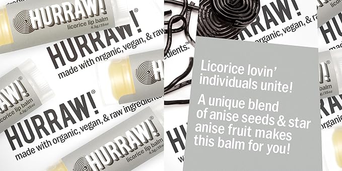 Hurraw! Almond, Coconut, Licorice Lip Balms, Palm
