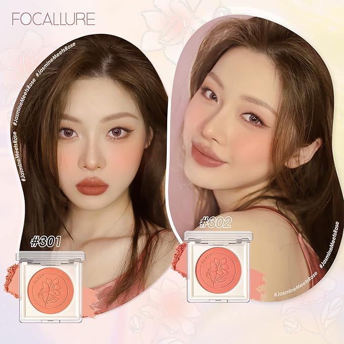 FOCALLURE Powder Palette Blush, Matte Mineral Blush Powder, Blendable, #101