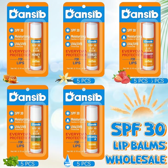 25 Pcs Sunscreen Lip Balms Bulk