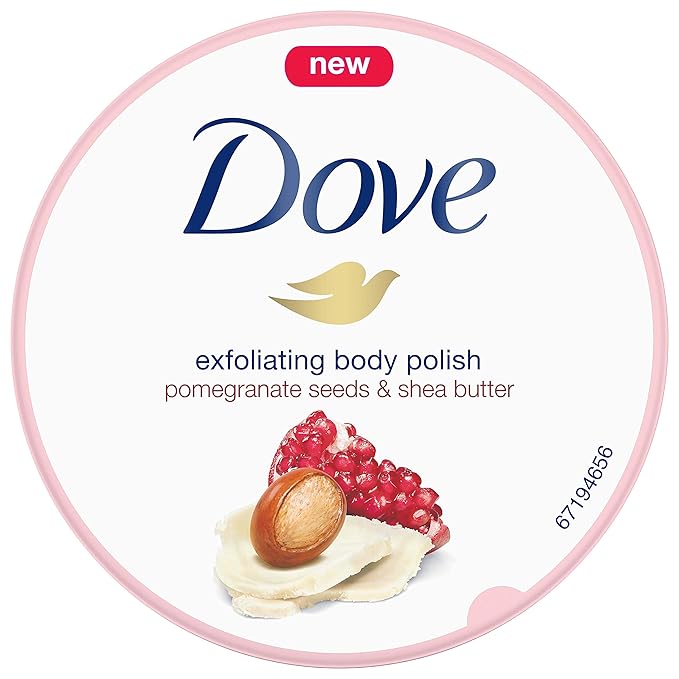Dove Exfoliating Body Polish Scrub For Silky, Soft Skin Pomegranate & Shea Butter Body Scrub Exfoliates and Provides Lasting Nourishment 10.5 oz