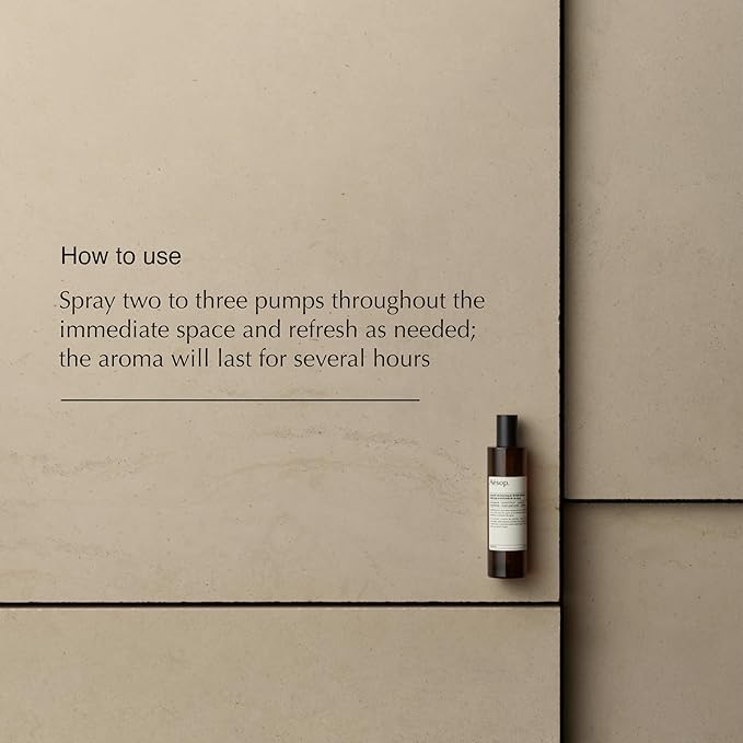 Aesop Olous Aromatique Room Spray | Non- Aerosol Air Freshener | Fresh, Woody, Citrus | Uplifting Citrus Botanicals, Cedar, Cardamom | Aroma for Several Hours | 3.4 oz / 100mL