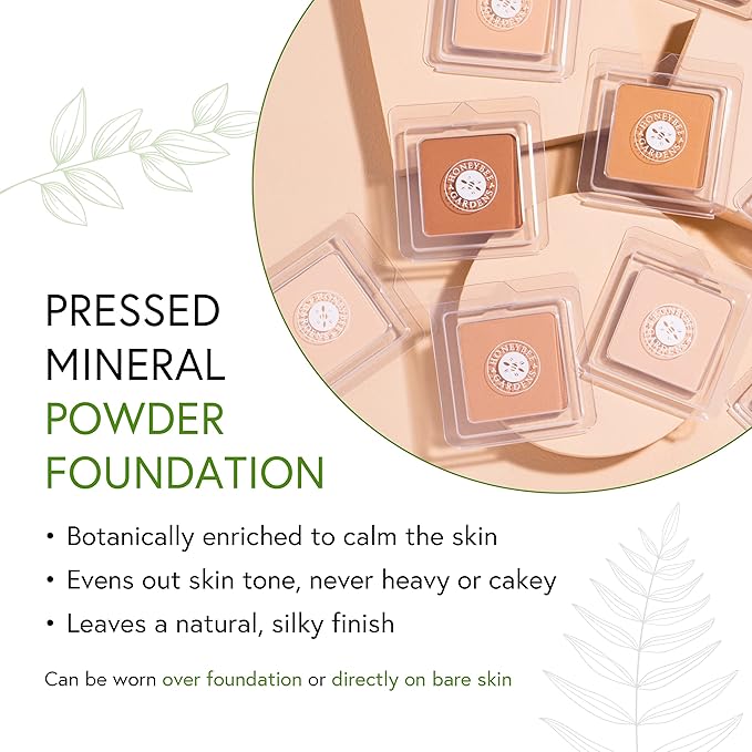 Honeybee Gardens Pressed Mineral Powder Foundation Refill, Sundance, Vitamin E, 7.5g