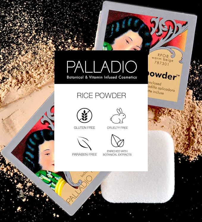 Palladio, Pressed Rice Powder with Mirror Mattifying Makeup