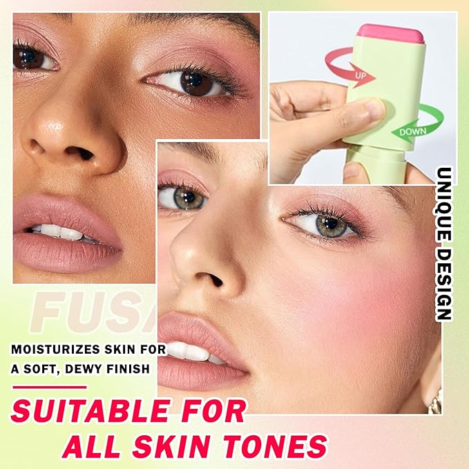 Multi-Use Cream Blush Stick,Soft Smooth Makeup Blush Stick Skin Types