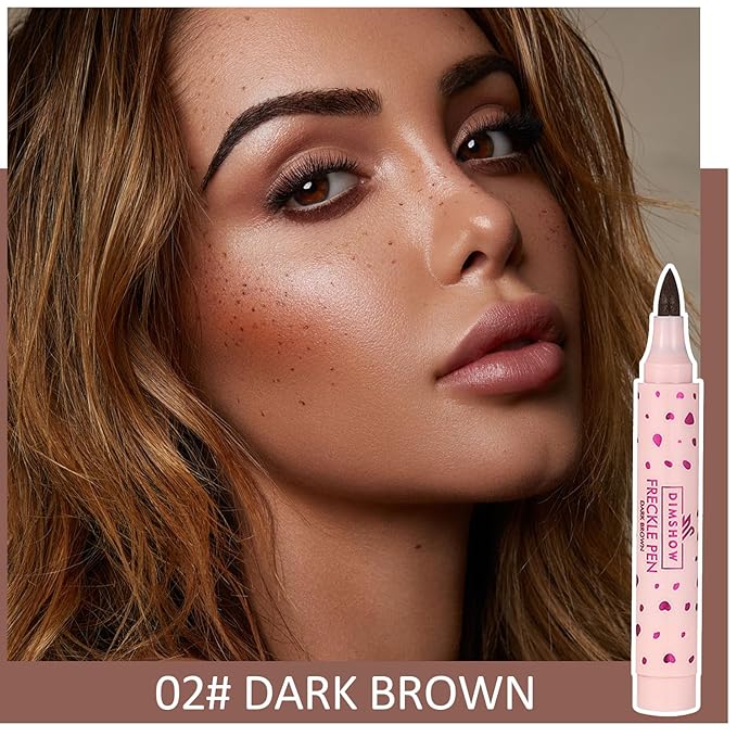 Erinde 2PCS Freckle Pen, Natural Lifelike Freckle Makeup Dark Brown