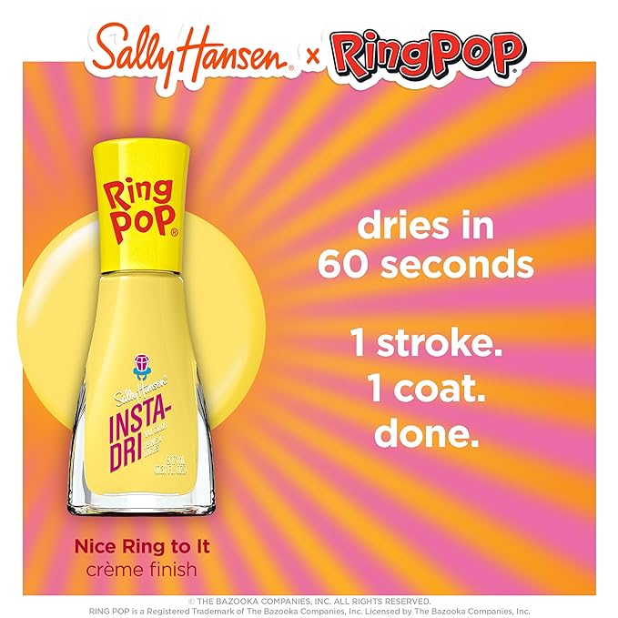 Sally Hansen Insta-Dri®, Ring Pop Nice Ring to It, Quick Dry, Long Lasting, Streak-Free Shine, Yellow Nail Polish