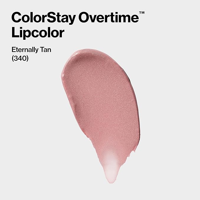 Revlon Liquid Lipstick with Clear Lip Gloss, ColorStay Overtime Lipcolor, Dual Ended with Vitamin E, 340 Eternally Tan, 0.07 Fl Oz