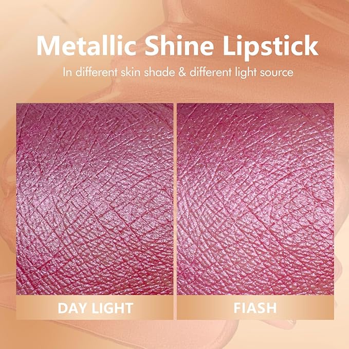 MAKI YIKA Metallic Pink Lipstick Long Lasting Hot Pink Lipsticks for Women, High Shine Glitter Lipstick No Smudge Transferproof Liquid Lip Gloss (BR01 Love Story)