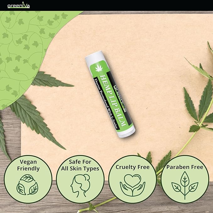 GreenIVe Hemp Lip Balm, Vegan, Omegas Hydrating