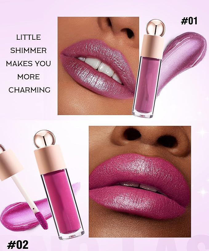 Shimmer Lip Gloss,Shine Liquid Lipstick Glossy Shimmer Finish, Glitter Sparkly Smooth Primer Lip Tint,Moisturizing Matte Lip Glaze Fine Glitter Waterproof Non-Stick Cup for Girls Women(#07)