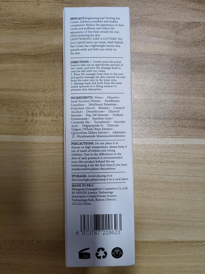 Snail peptide eye cream for