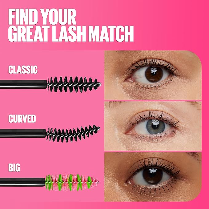 Maybelline Great Lash Washable Mascara Makeup, Volumizing Lash-Doubling Formula That Conditions As It Thickens, Brownish Black, 1 Count