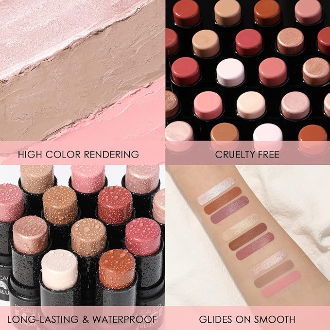 FOCALLURE 3 Pcs Cream Contour Sticks,Shades with Highlighter Finishing Makeup,FAIR