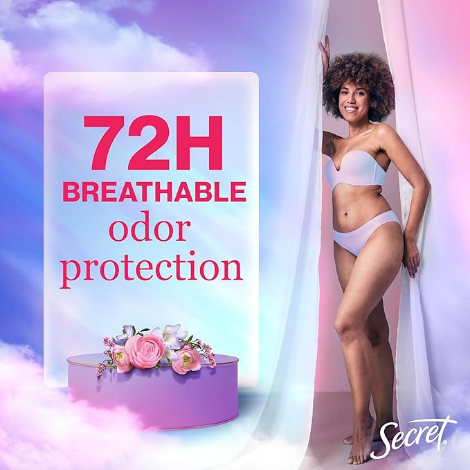 Secret Fresh Antiperspirant Deodorant for Women, 72hr Breathable Sweat & Odor Protection, Instant Freshness & Gentle, PH Balancing Minerals, Clear Gel, Delicate Rose Scent, 2.6 oz (Pack of 2)
