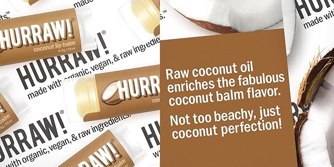 Hurraw! Coconut Lip Balm, 5 Pack: Palm