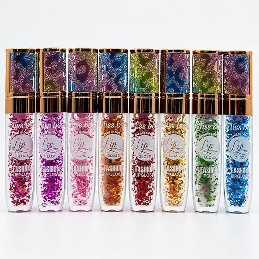 42 Bundle Diamond Bling Bling Mood Color Changing Lip Gloss & Lip Stain Set of 6 Crystal Sparkle Non-Sticky Lightweight Long Lasting High Shine Hydrating Glow For Girls, Teens, Women