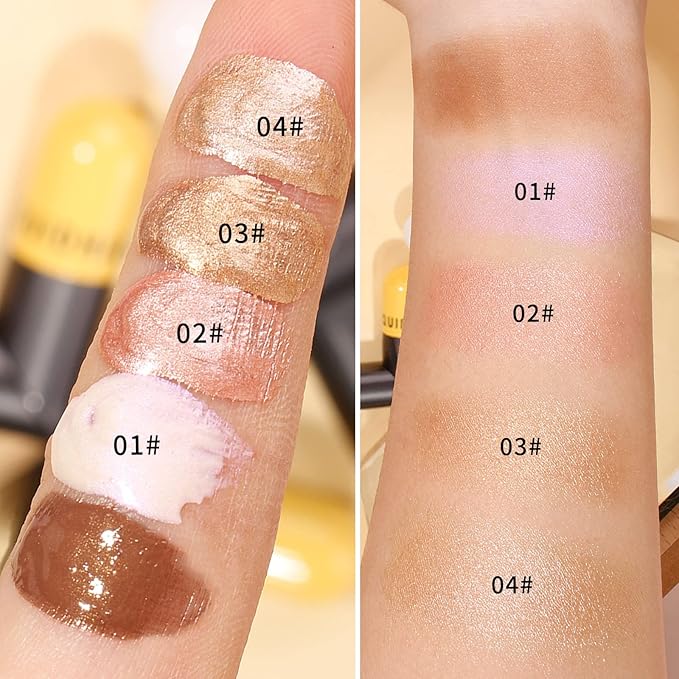 AKARY Liquid Highlighter Makeup for Face Body, Contour Warm Brown)