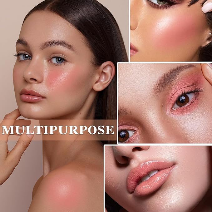 Cream Blush Stick with Brush and Makeup Sponge,Waterproof Multi Cream Makeup Stick,Lightweight,Long-lasting,2 in 1 Multi Blush for Cheeks & Lip Tint & Eyeshadow M
