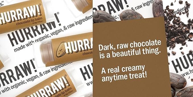 Hurraw! Chocolate Lip Balm, 3 Pack: Palm