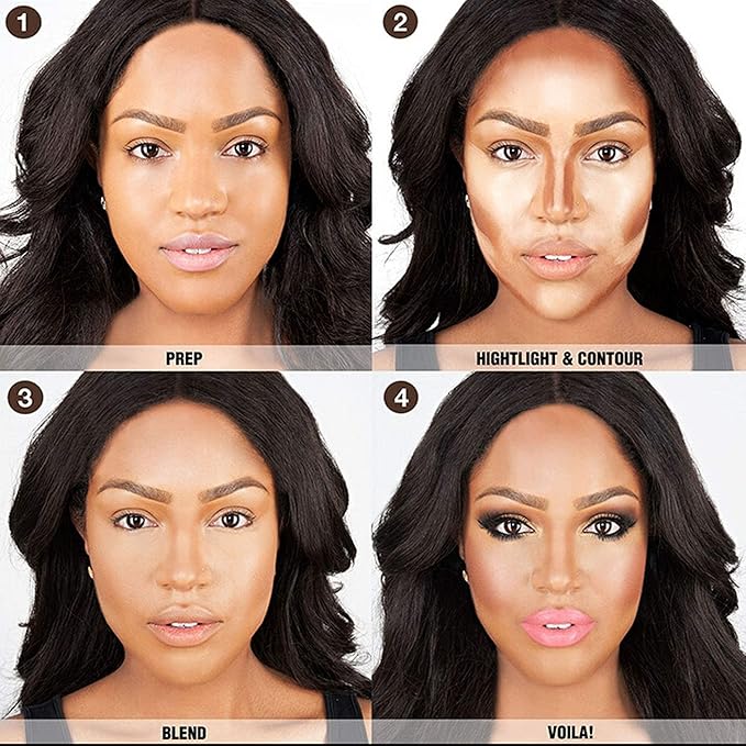 4 Colors Highlight and Contour Stick,Dual-Ended Full Coverage Stick Set