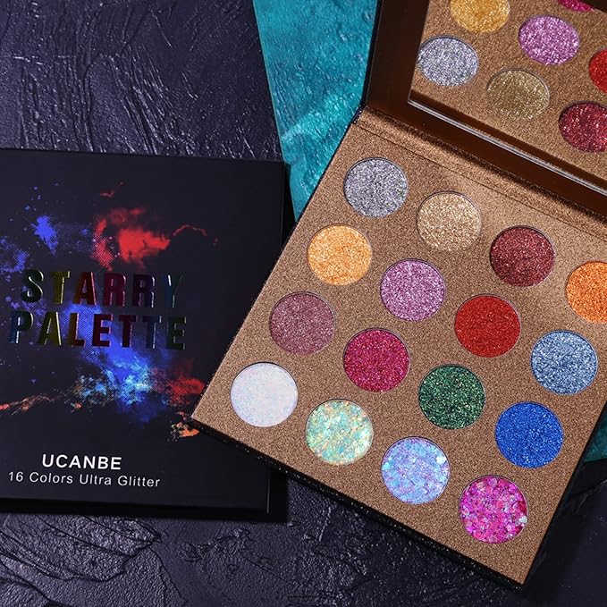 UCANBE Pro Glitter Eyeshadow Palette - Professional 16