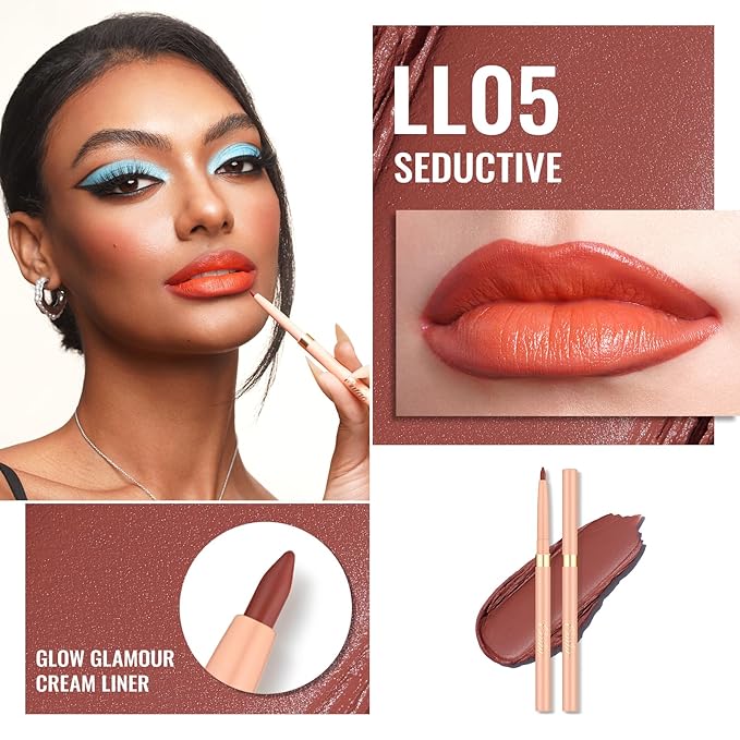 Oulac Lipstick & Lipliner Set 3PCS High Impact Lipcolor with Moisturizing Formula, Vegan Beauty, Full-Coverage Lip Color, Gift Lipstick for Women, LL05+GM12+PG04