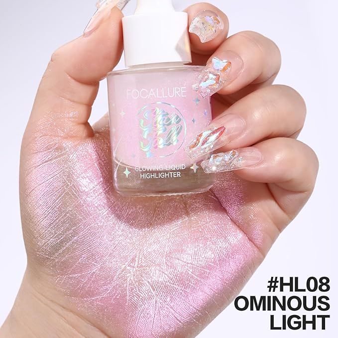 FOCALLURE Starfall Glowing Liquid Highlighter, Shimmering Body Oil,