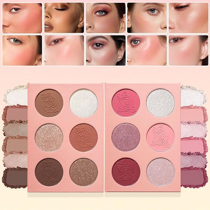 Radiant Rosé Blush Palette - 6 Shades, Fresh Up Palette