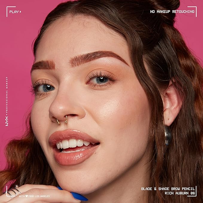 NYX PROFESSIONAL MAKEUP Blade & Shade Brow Pencil, Nano Mechanical Eyebrow Pencil, Up to 16HR Make Up Wear - Rich Auburn