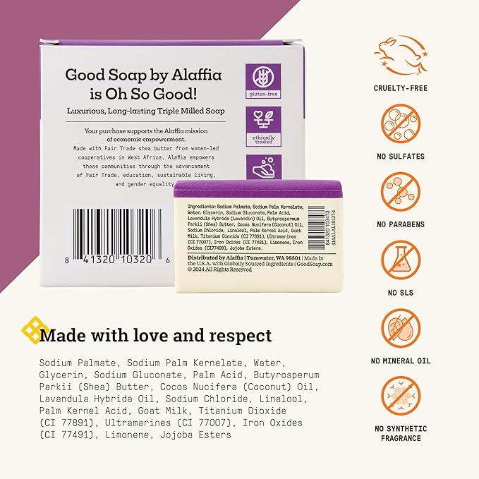 Alaffia Lavender Good Soap Value Pack 4 Count, 20 OZ