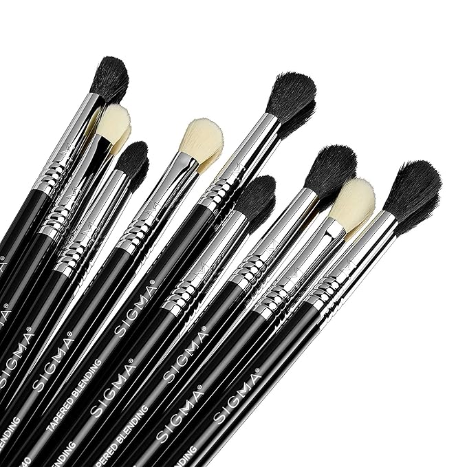 Sigma Beauty Deluxe Blending Brush Set – Professional Grade Eyeshadow Brush Set with 9 Full Size Blending Brushes Featuring Extra Soft Fibers for Precise, Controlled, & All-Over Eyeshadow Blending