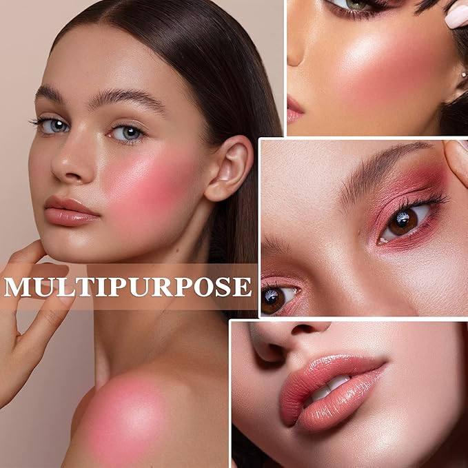 Cream Blush Stick with Brush,Waterproof Multi Cream Blush Rose Power)